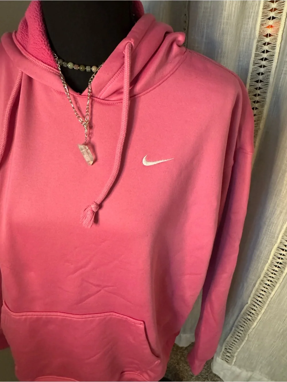 Nike Pink Women's Crewneck Hoodie with White Swoosh